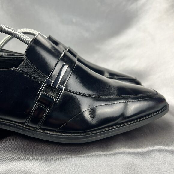 Stacy Adams Abram Men's 9.5W Moc Toe Slip On Black Leather Dress Shoes 20186-001 - Picture 6 of 17